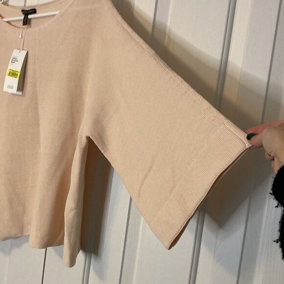 NEW Eileen Fisher organic cotton nylon bateau neck bell sleeve cream top size XL - Picture 3 of 9